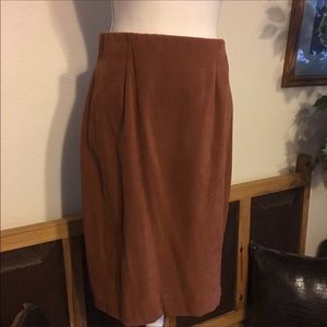 Lori Weidner suede like cognac brown midi skirt 10
